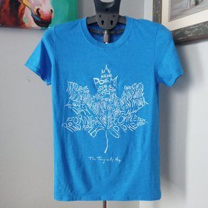 Tragically Hip The Maple Leaf Album Names Logo Heather Blue T-Shirt size small